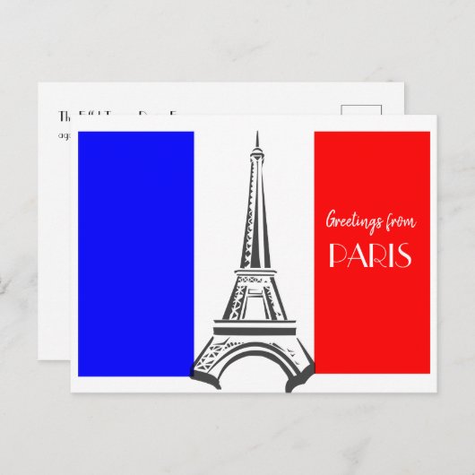 Franse vlag Eiffel Tower Briefkaart (Voorkant / Achterkant)