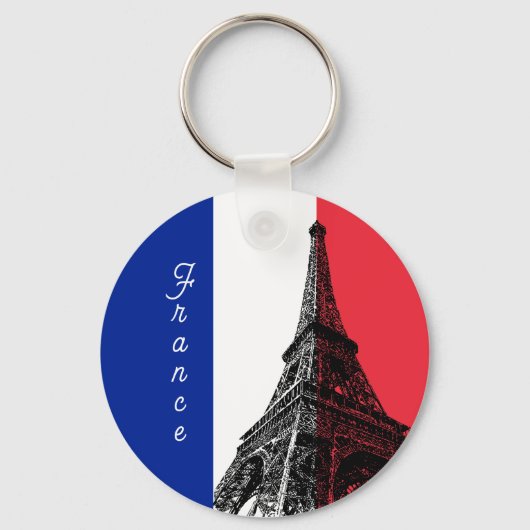 Franse vlag & Eiffel Tower - Frankrijk / Love Spor Sleutelhanger (Voorkant)
