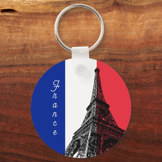 Franse vlag & Eiffel Tower - Frankrijk / Love Spor Sleutelhanger (Voorkant)