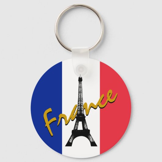 Franse vlag & Eiffel Tower - Frankrijk / Love Spor Sleutelhanger (Voorkant)
