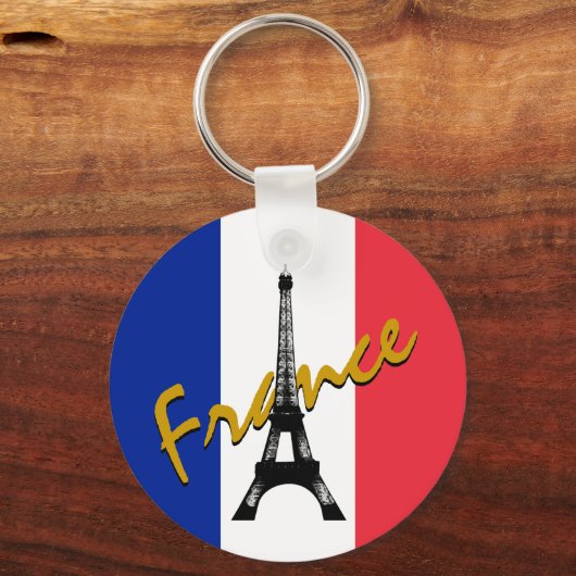 Franse vlag & Eiffel Tower - Frankrijk / Love Spor Sleutelhanger (Voorkant)