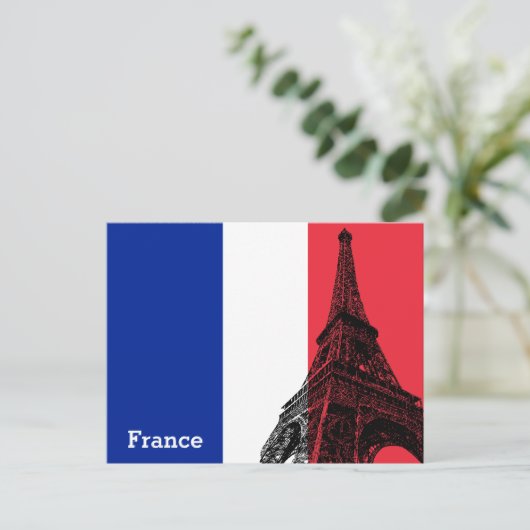 Franse vlag & Eiffel Tower - Frankrijk/sportfans Briefkaart (Staand voorkant)