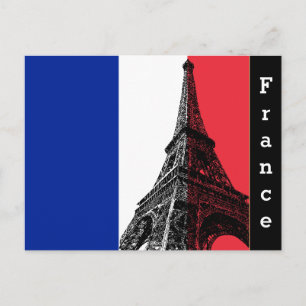 Franse vlag & Eiffel Tower - Frankrijk/sportfans Briefkaart