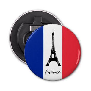 Franse vlag & Eiffel Tower - Frankrijk/sportfans Button Flesopener
