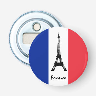 Franse vlag & Eiffel Tower - Frankrijk/sportfans Button Flesopener