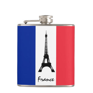 Franse vlag & Eiffel Tower - Frankrijk/sportfans Heupfles