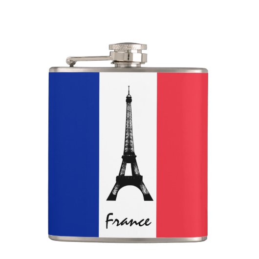 Franse vlag & Eiffel Tower - Frankrijk/sportfans Heupfles (Voorkant)