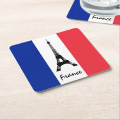 Franse vlag & Eiffel Tower - Frankrijk/sportfans Kartonnen Onderzetters (Schuin)