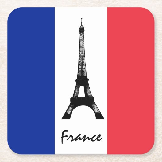 Franse vlag & Eiffel Tower - Frankrijk/sportfans Kartonnen Onderzetters (Voorkant)