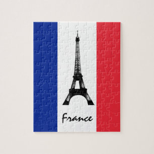 Franse vlag & Eiffel Tower - Frankrijk/sportfans Legpuzzel