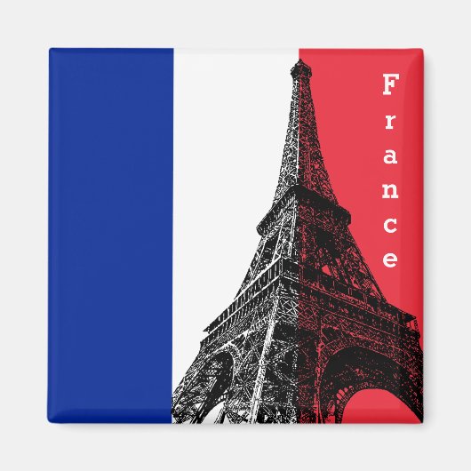 Franse vlag & Eiffel Tower - Frankrijk/sportfans Magneet (Voorkant)