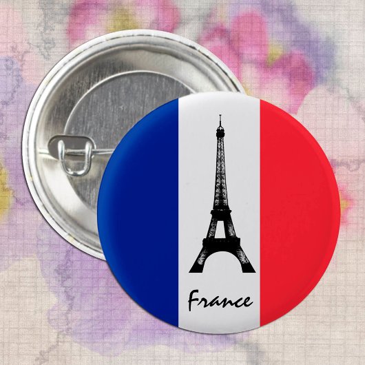 Franse vlag & Eiffel Tower - Frankrijk/sportfans Ronde Button 3,2 Cm