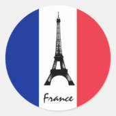 Franse vlag & Eiffel Tower - Frankrijk/sportfans Ronde Sticker (Voorkant)