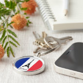Franse vlag & Eiffel Tower - Frankrijk/sportfans Sleutelhanger (Zijkant)