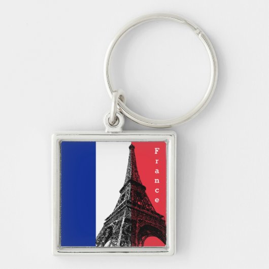 Franse vlag & Eiffel Tower - Frankrijk/sportfans Sleutelhanger (Voorkant)
