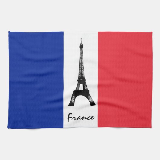 Franse vlag & Eiffel Tower - Frankrijk/sportfans Theedoek (Horizontaal)