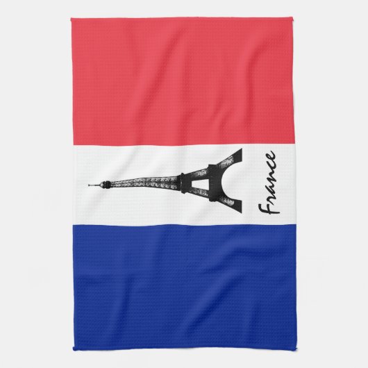 Franse vlag & Eiffel Tower - Frankrijk/sportfans Theedoek (Verticaal)