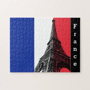 Franse vlag & Eiffeltoren - Frankrijk Legpuzzel