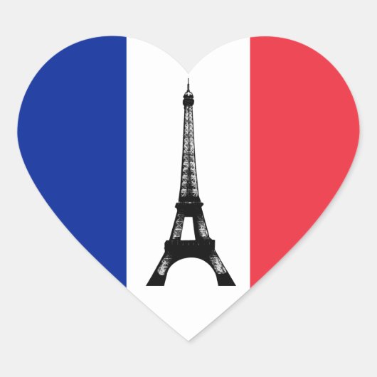 Franse vlag & Eiffeltoren - Frankrijk / sportfans Hart Sticker (Voorkant)