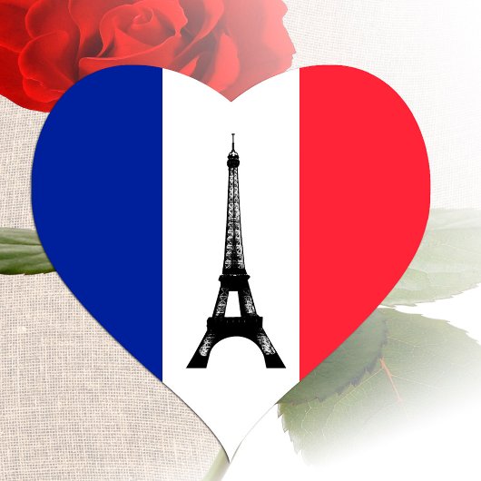 Franse vlag & Eiffeltoren - Frankrijk / sportfans Hart Sticker