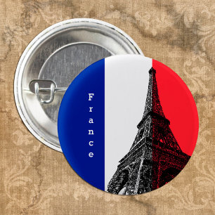 Franse vlag & Eiffeltoren - Frankrijk /sportfans Ronde Button 3,2 Cm