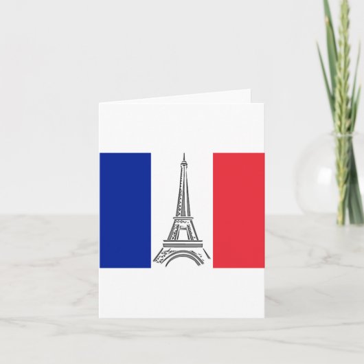 Franse vlag Eiffeltoren Parijs briefkaart (Voorkant)