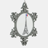 Franse vlag Eiffeltoren Parijs Kerstornament Tin Sneeuwvlok Ornament (Links)