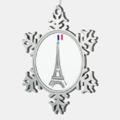 Franse vlag Eiffeltoren Parijs Kerstornament Tin Sneeuwvlok Ornament (Rechts)