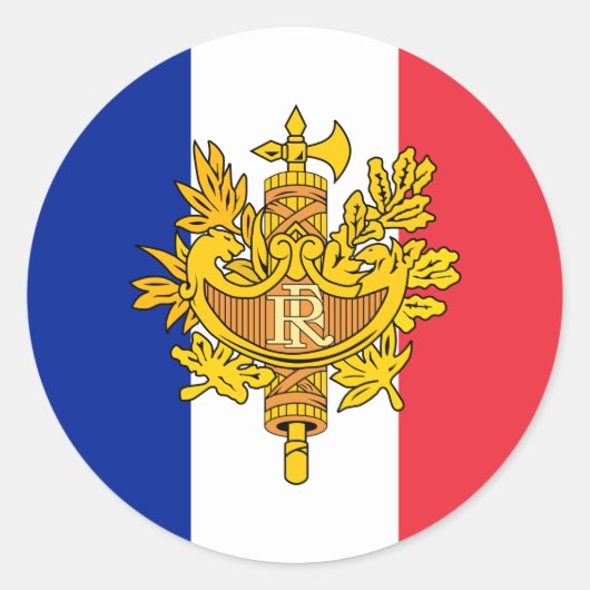Franse vlag & embleem, Vlag van Frankrijk Ronde Sticker (Voorkant)