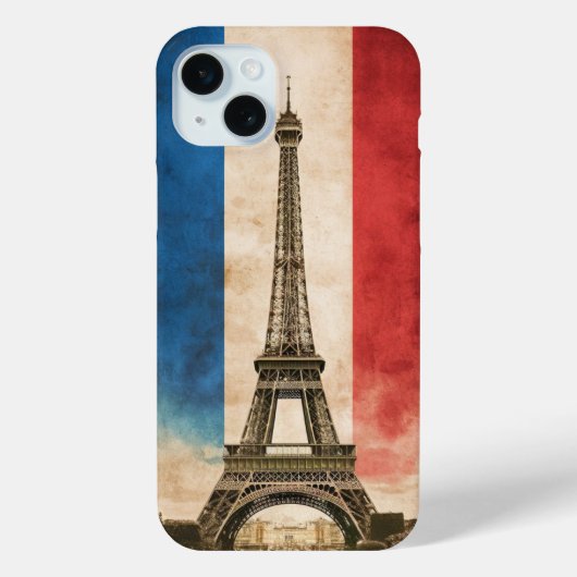 Franse vlag en de Eiffeltoren Case-Mate iPhone Case (Achterkant)
