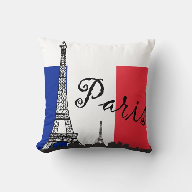Franse vlag en de Eiffeltoren Kussen (Voorkant)
