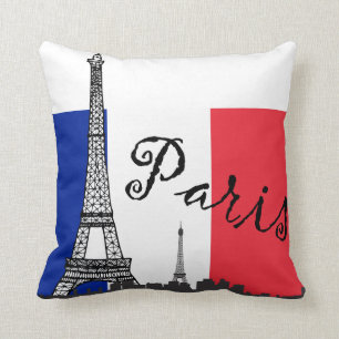 Franse vlag en de Eiffeltoren Kussen