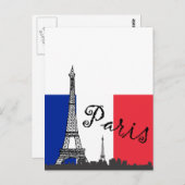 Franse vlag en Eiffeltoren Briefkaart (Voorkant / Achterkant)
