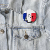 Franse vlag en Eiffeltoren Ronde Button 5,7 Cm (In situ)