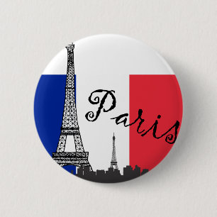 Franse vlag en Eiffeltoren Ronde Button 5,7 Cm