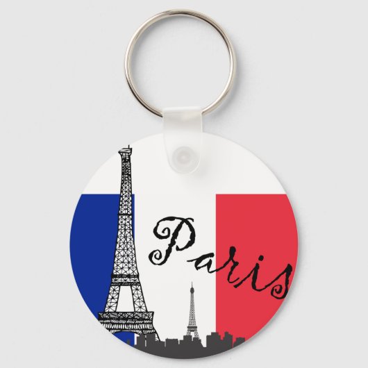 Franse vlag en Eiffeltoren Sleutelhanger (Voorkant)