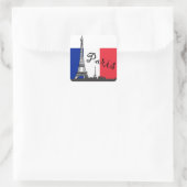 Franse vlag en Eiffeltoren Vierkante Sticker (Tas)