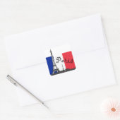 Franse vlag en Eiffeltoren Vierkante Sticker (Envelop)
