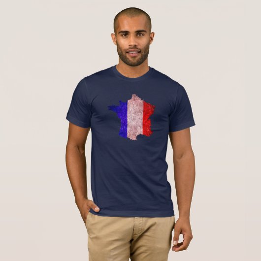 Franse vlag en kaart t-shirt (Voorkant volledig)