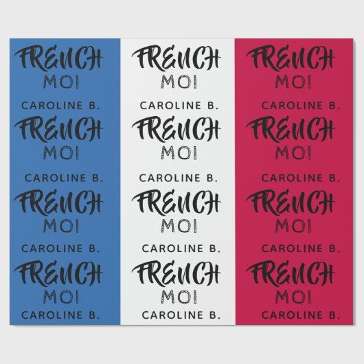 Franse vlag en monogram cadeaupapier (Vlak)