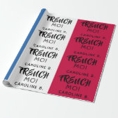 Franse vlag en monogram cadeaupapier (Uitgerold)