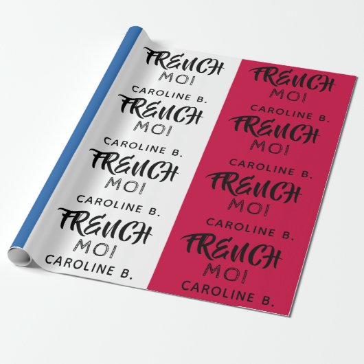 Franse vlag en monogram cadeaupapier (Uitgerold)