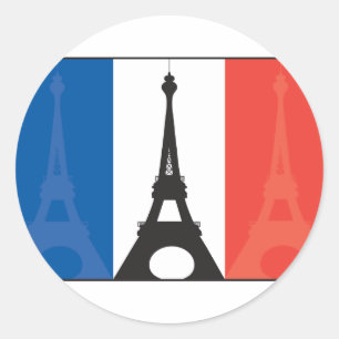 Franse vlag en olifantentoren ronde sticker