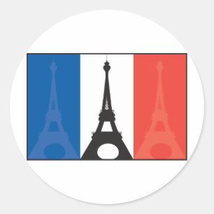 Franse vlag en olifantentoren ronde sticker