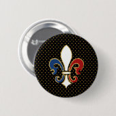 Franse vlag Fleur de Lis met Gold Ronde Button 5,7 Cm (Voorkant /achterkant)
