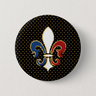 Franse vlag Fleur de Lis met Gold Ronde Button 5,7 Cm