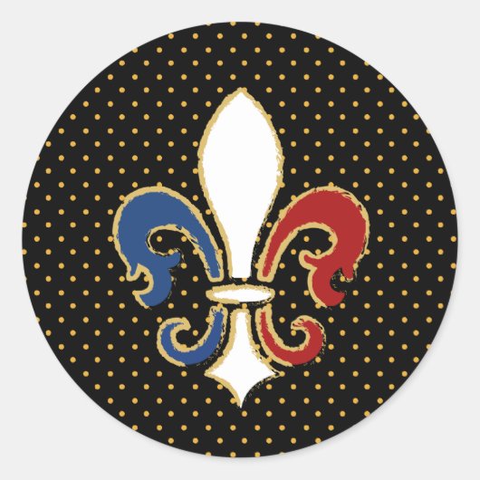 Franse vlag Fleur de Lis met Gold Ronde Sticker (Voorkant)