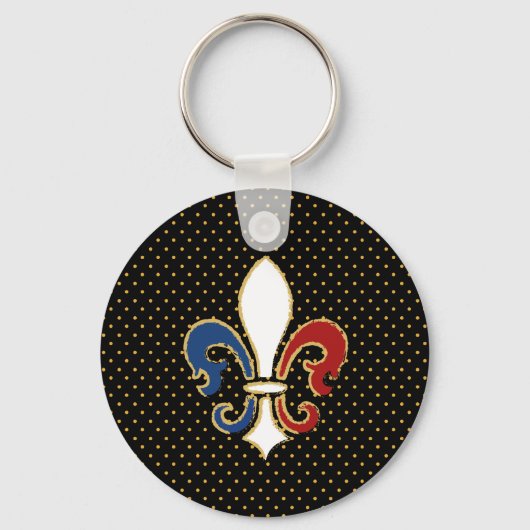 Franse vlag Fleur de Lis met Gold Sleutelhanger (Voorkant)