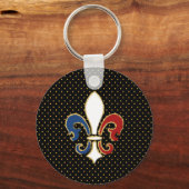 Franse vlag Fleur de Lis met Gold Sleutelhanger (Voorkant)