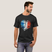 Franse vlag  Frankrijk Hart Patriottische Mannen W T-shirt (Voorkant volledig)